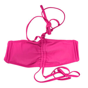 Women's Bandeau Strappy Bikini Top Pink Med 8-10